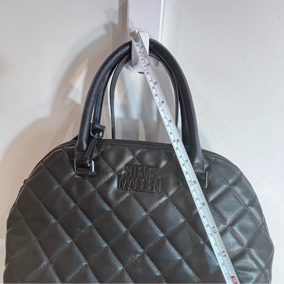 STEVE MADDEN Bowler Quilted Bag Top Handle and Crossbody Strap Vegan Leather - Picture 5 of 14
